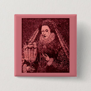 Bóton Quadrado 5.08cm Rainha Elizabeth mim no rosa