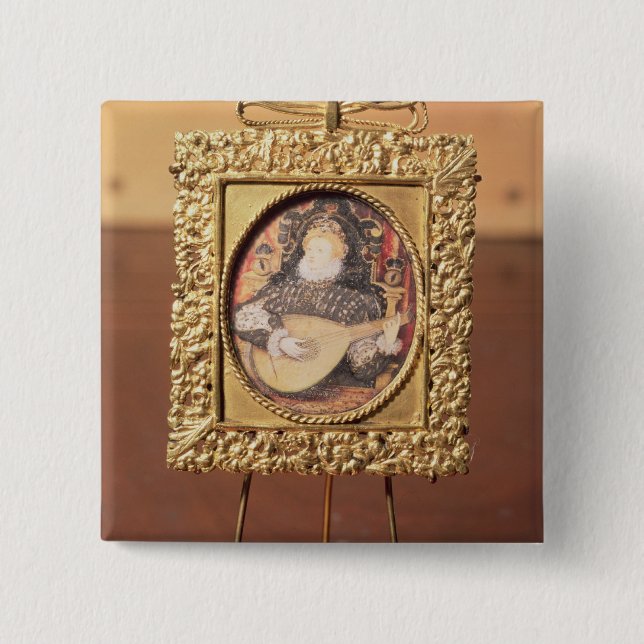Bóton Quadrado 5.08cm Rainha Elizabeth mim que jogo o alaúde (incluir (Frente)