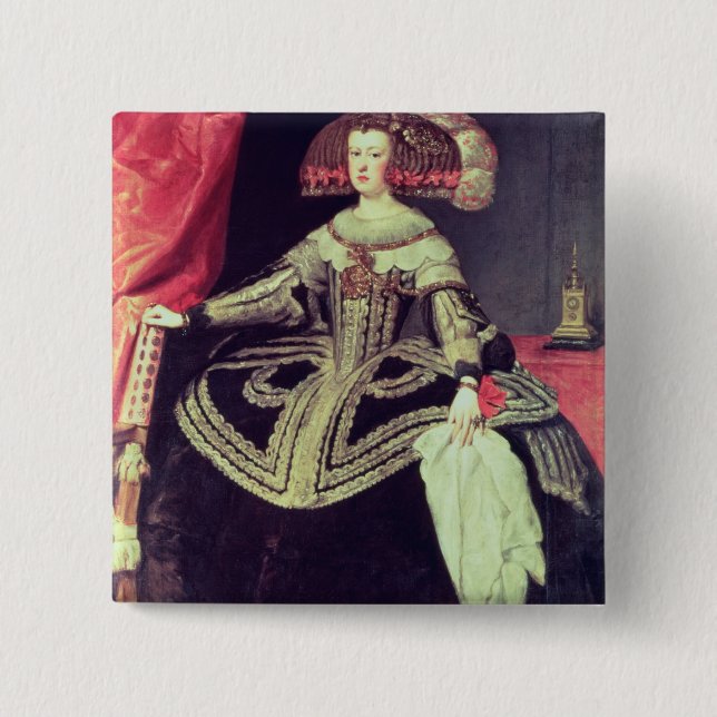Bóton Quadrado 5.08cm Rainha Mariana de Áustria c.1653 (Frente)
