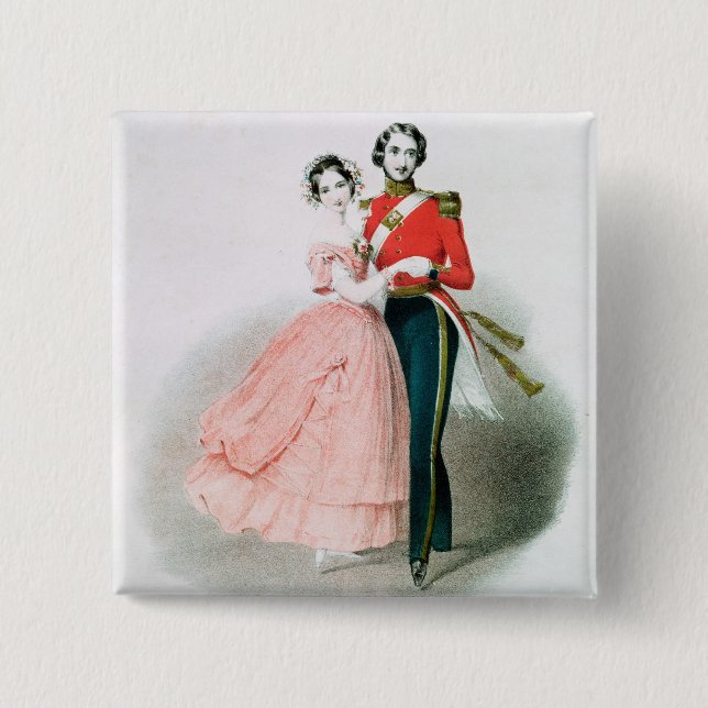 Bóton Quadrado 5.08cm Rainha Victoria (Frente)