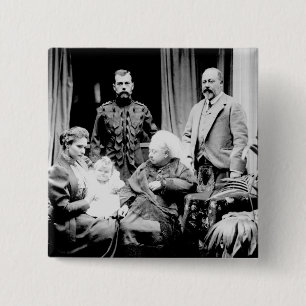 Bóton Quadrado 5.08cm Rainha Victoria, Tsar Nicholas II