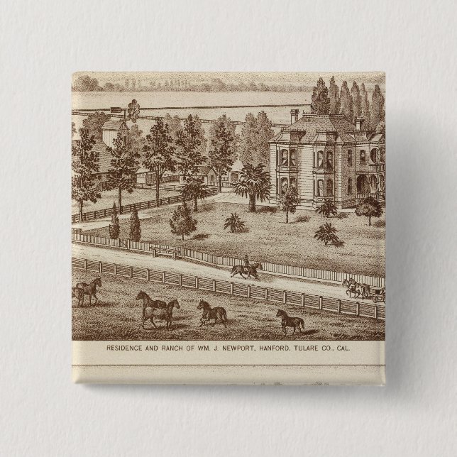 Bóton Quadrado 5.08cm Ranches, Hanford, Cal (Frente)