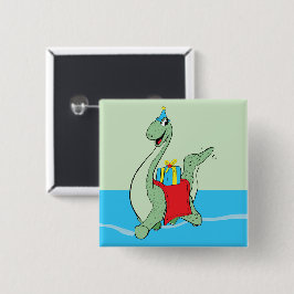 Bóton Quadrado 5.08cm Rapaz, Dinossauro de Aniversário