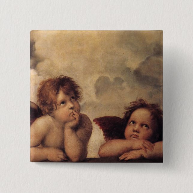 Bóton Quadrado 5.08cm Raphael,Sistine Cherub (Frente)