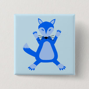 Bóton Quadrado 5.08cm Raposa-Bebê Azul