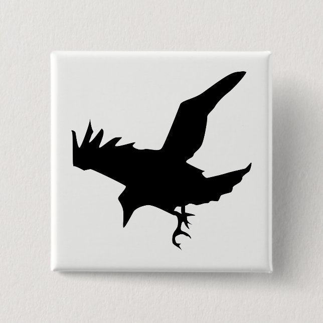 Bóton Quadrado 5.08cm Raven Silhouette (Frente)