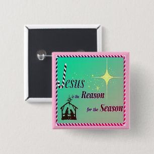 Bóton Quadrado 5.08cm Razão de Jesus Natal para o Acessório do Botão da