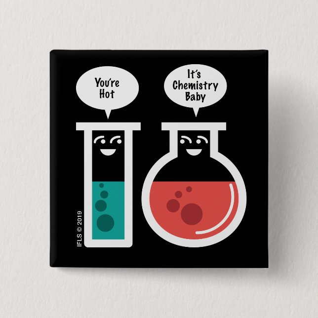 Bóton Quadrado 5.08cm Reacção química (Frente)