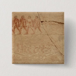 Bóton Quadrado 5.08cm Rebocando um barco, do Mastaba de Mereruka