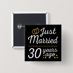 Bóton Quadrado 5.08cm Recem casados Há 30 Anos