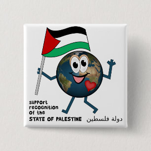 Bóton Quadrado 5.08cm Reconhecimento Mundial da Palestina