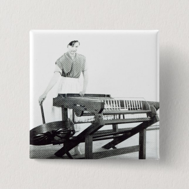 Bóton Quadrado 5.08cm Reconstrução do Jenny de giro de Hargreaves ' (Frente)