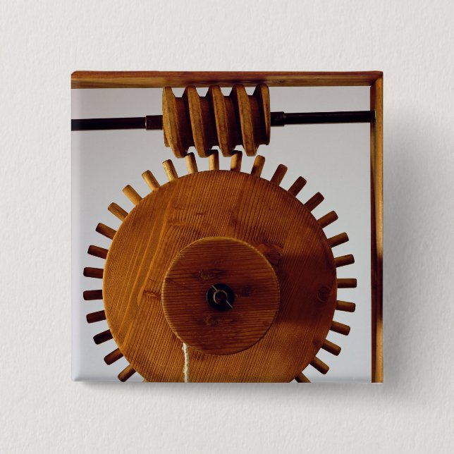 Bóton Quadrado 5.08cm Reconstrução modelo do design de da Vinci (Frente)