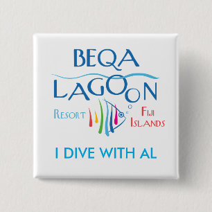 Bóton Quadrado 5.08cm Recurso da lagoa de Beqa, EU MERGULHO COM AL