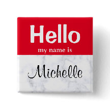 Red Hello My Name is personalizado botão nametag m