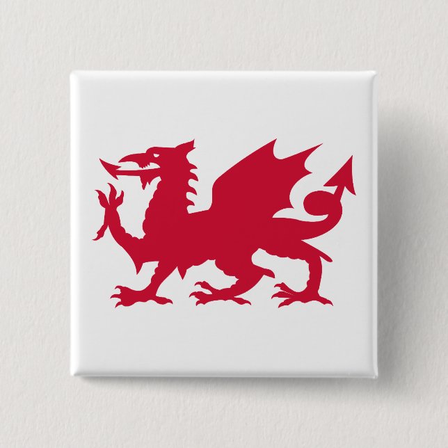 Bóton Quadrado 5.08cm Red Welsh Dragon (Frente)