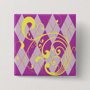 Bóton Quadrado 5.08cm Redemoinho roxo de Argyle