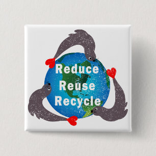 Bóton Quadrado 5.08cm Reduza o Reciclar de reutilização