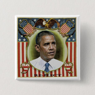 Bóton Quadrado 5.08cm Reelect Obama
