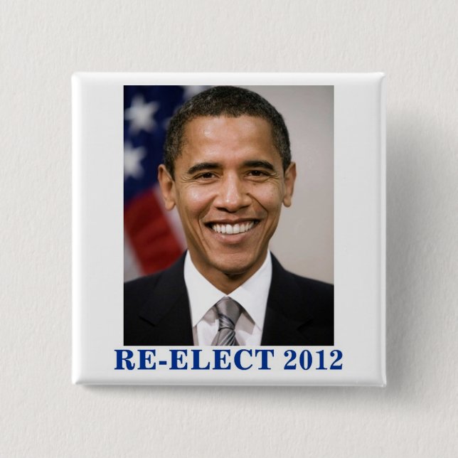 BÓTON QUADRADO 5.08CM REELEITAR OBAMA 2012 (Frente)