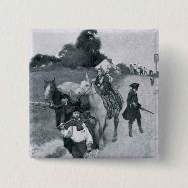 Bóton Quadrado 5.08cm Refugiados do Tório em sua maneira a Canadá (Frente)