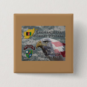 Bóton Quadrado 5.08cm Regimento de 75° Ranger de Combate Afegão Veterano