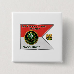 Bóton Quadrado 5.08cm Regimento de Cavalaria segundo Armada Guidon