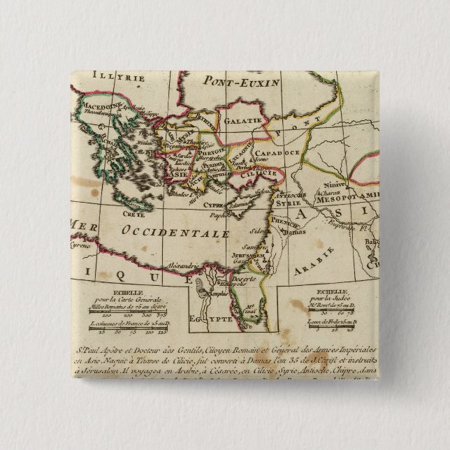 Bóton Quadrado 5.08cm Regiões, lugares no Novo Testamento (Frente)