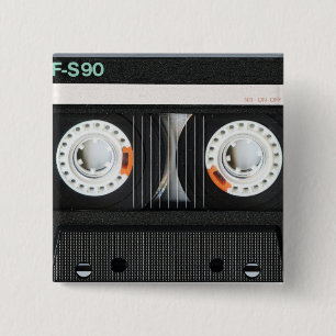 Bóton Quadrado 5.08cm Registrador de gaveta retro 70s da fita do vintage