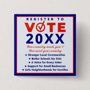 Bóton Quadrado 5.08cm Registro Votação 2026 Campanha Patriótica Não Part