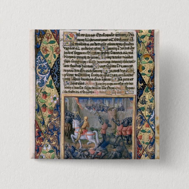 Bóton Quadrado 5.08cm Rehoboam que empreende a guerra contra Jeroboam (Frente)