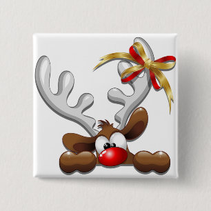 Bóton Quadrado 5.08cm Reindeer Enzergou Caráter de Natal Engraçado