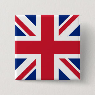 Bóton Quadrado 5.08cm Reino Unido Bandeira Union Jack das Colônias Britâ
