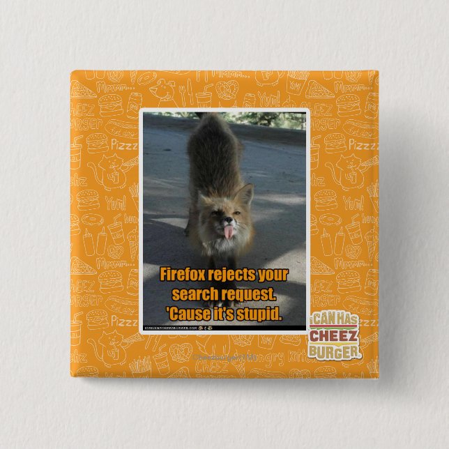 Bóton Quadrado 5.08cm Rejeições de Firefox (Frente)