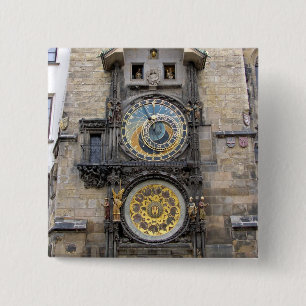 Bóton Quadrado 5.08cm Relógio Astronômico ou Praga Orloj