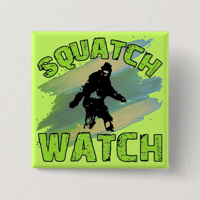 Bóton Quadrado 5.08cm Relógio de Squatch (Frente)