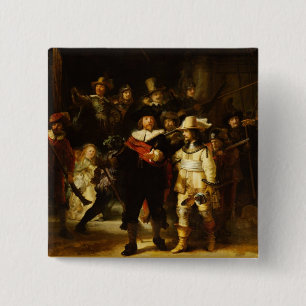 Bóton Quadrado 5.08cm Rembrandat Noturno Ver Pintura Barroca