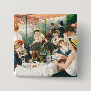 Bóton Quadrado 5.08cm Renoir Luncheon do Partido Barco Renoir