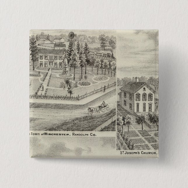 Bóton Quadrado 5.08cm Residência de Milton Thornburgh Fayette Co (Frente)