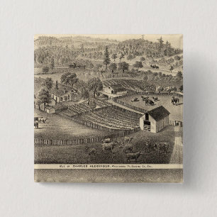 Bóton Quadrado 5.08cm Residências de Charles Alexander