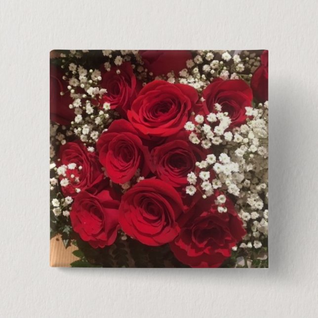 Bóton Quadrado 5.08cm Respiração dos rosas e Bebês (Frente)