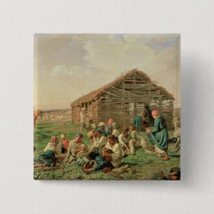 Bóton Quadrado 5.08cm Resto durante a factura de feno, 1861