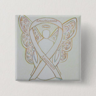 Bóton Quadrado 5.08cm Retinoblastoma Fita Angel Pin de consciência bran