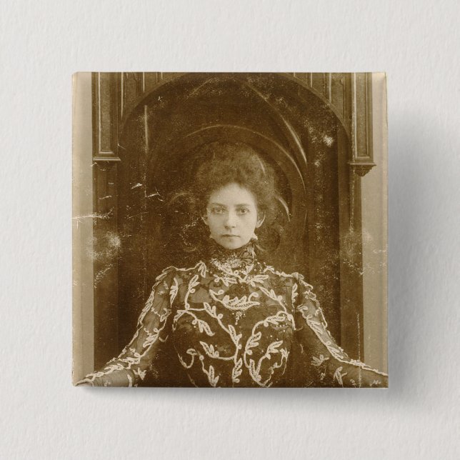 Bóton Quadrado 5.08cm Retrato da atriz Vera Komissarzhevskaya (Frente)