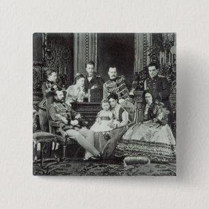 Bóton Quadrado 5.08cm Retrato da família do imperador Alexander II
