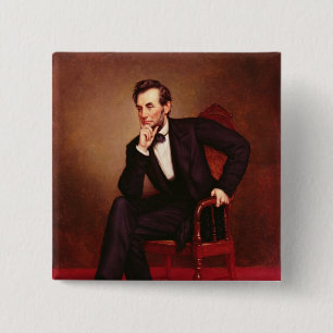 Bóton Quadrado 5.08cm Retrato de Abraham Lincoln