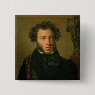 Bóton Quadrado 5.08cm Retrato de Alexander Pushkin, 1827
