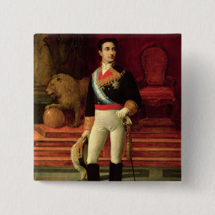 Bóton Quadrado 5.08cm Retrato de Alfonso XII 1876