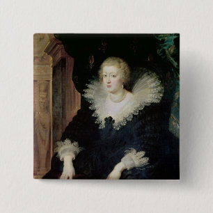 Bóton Quadrado 5.08cm Retrato de Anne de Áustria c.1622