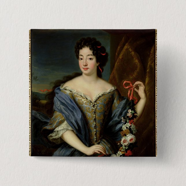 Bóton Quadrado 5.08cm Retrato de Anne de Baviere (Frente)